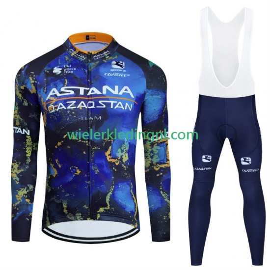 Wielershirt Lange Mouw en Lange Koersbroek Astana Qazaqstan 2024 Heren