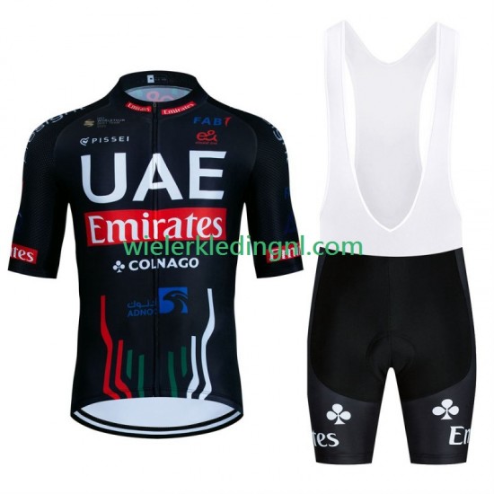 Wielershirt en Kort Koersbroek Uae Emirates 2024 Black Heren