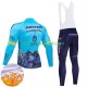 Wielershirt Lange Mouw en Lange Koersbroek Winter Astana Qazaqstan 2024 Team Heren