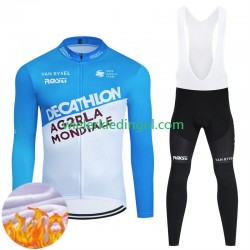 Wielershirt Lange Mouw en Lange Koersbroek Winter Decathlon Ag2R 2024 Heren
