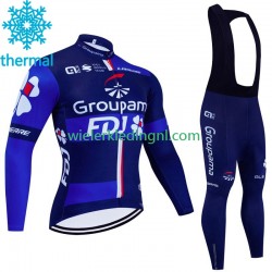 Wielershirt Lange Mouw en Lange Koersbroek Winter Fdj Groupama 2023 Heren