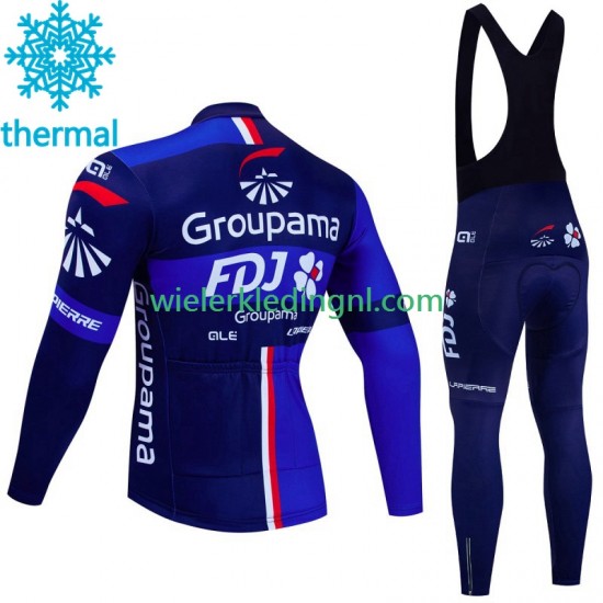 Wielershirt Lange Mouw en Lange Koersbroek Winter Fdj Groupama 2023 Heren