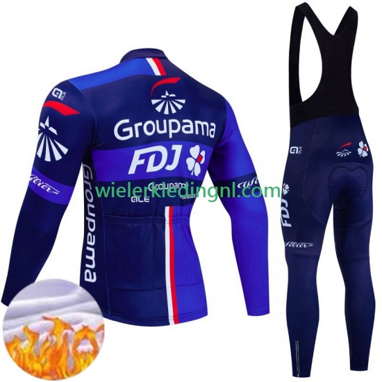 Wielershirt Lange Mouw en Lange Koersbroek Winter Fdj Groupama 2024 Heren