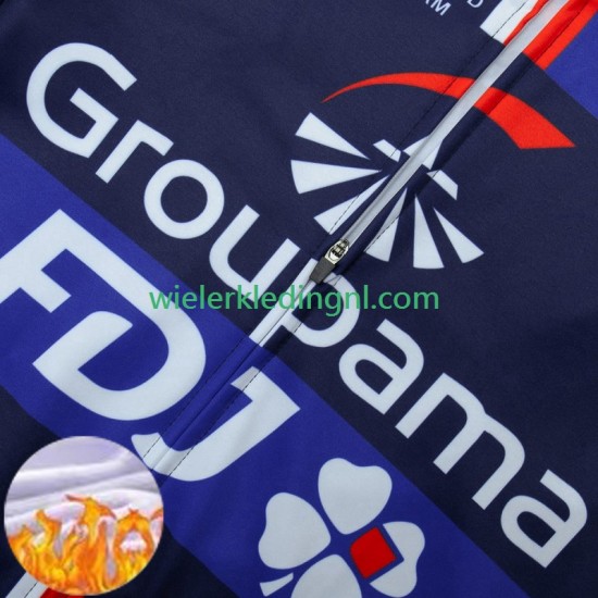 Wielershirt Lange Mouw en Lange Koersbroek Winter Fdj Groupama 2024 Heren