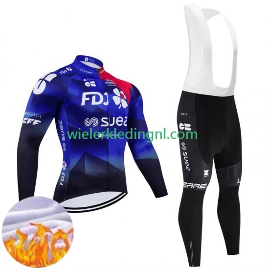 Wielershirt Lange Mouw en Lange Koersbroek Winter Fdj Suez 2024 Heren