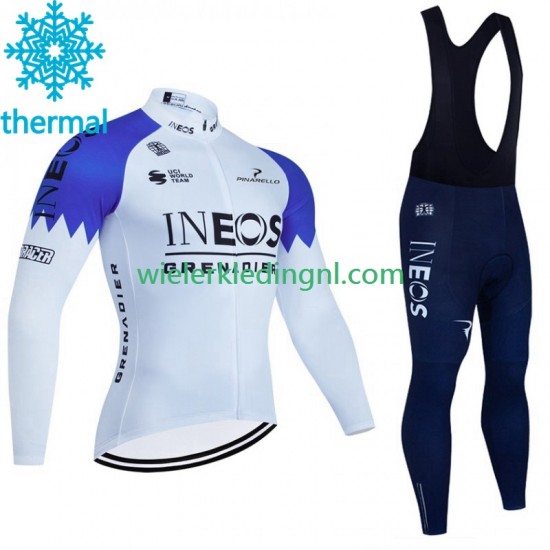 Wielershirt Lange Mouw en Lange Koersbroek Winter Ineos Grenadier 2023 Blanc Heren