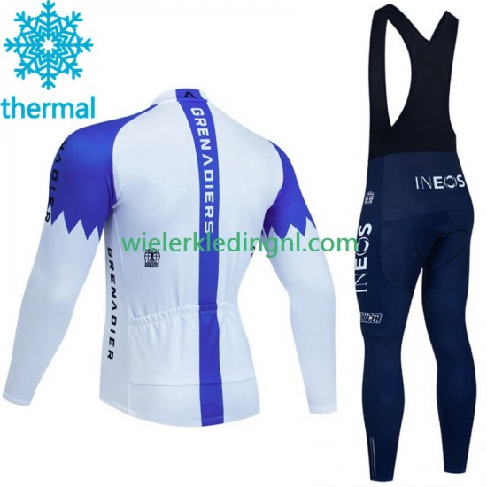 Wielershirt Lange Mouw en Lange Koersbroek Winter Ineos Grenadier 2023 Blanc Heren