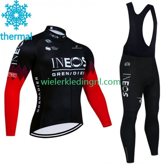 Wielershirt Lange Mouw en Lange Koersbroek Winter Ineos Grenadier 2023 Noir Heren