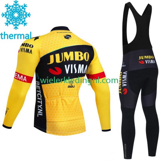 Wielershirt Lange Mouw en Lange Koersbroek Winter Jumbo Visma 2023 Heren