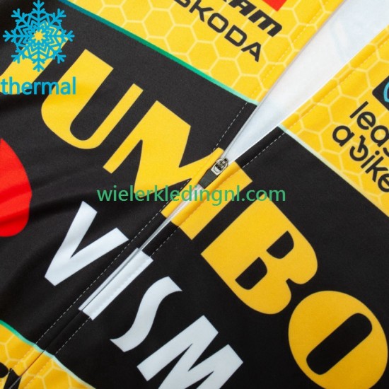 Wielershirt Lange Mouw en Lange Koersbroek Winter Jumbo Visma 2023 Heren