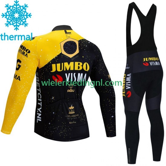 Wielershirt Lange Mouw en Lange Koersbroek Winter Jumbo Visma Tdf Velodrome 2023 Heren