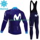 Wielershirt Lange Mouw en Lange Koersbroek Winter Movistar 2023 Heren