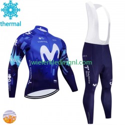Wielershirt Lange Mouw en Lange Koersbroek Winter Movistar 2024 Heren