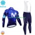 Wielershirt Lange Mouw en Lange Koersbroek Winter Movistar 2024 Heren