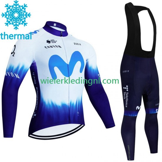 Wielershirt Lange Mouw en Lange Koersbroek Winter Movistar Iceberg 2023 Heren