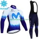 Wielershirt Lange Mouw en Lange Koersbroek Winter Movistar Iceberg 2023 Heren