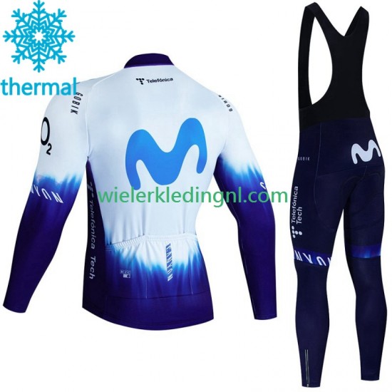 Wielershirt Lange Mouw en Lange Koersbroek Winter Movistar Iceberg 2023 Heren