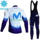 Wielershirt Lange Mouw en Lange Koersbroek Winter Movistar Iceberg 2023 Heren