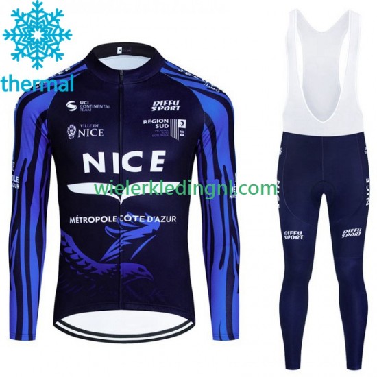 Wielershirt Lange Mouw en Lange Koersbroek Winter Nice Metropole Cote D Azur 2023 Heren