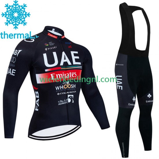 Wielershirt Lange Mouw en Lange Koersbroek Winter Uae Emirates 2023 Heren N001