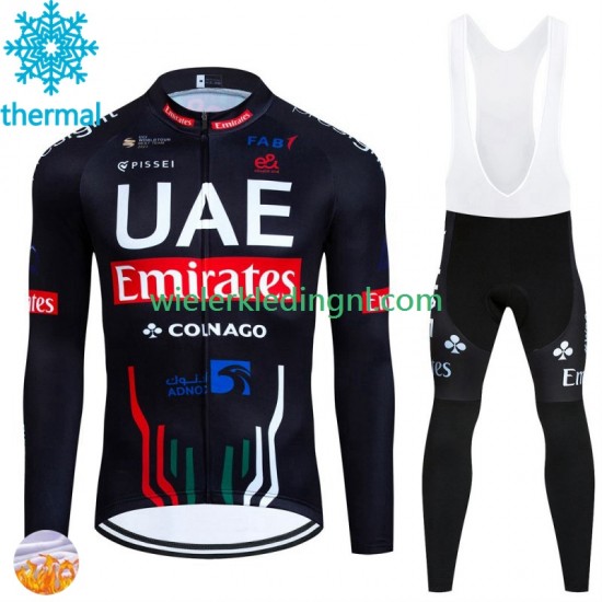 Wielershirt Lange Mouw en Lange Koersbroek Winter Uae Emirates 2024 Heren N001
