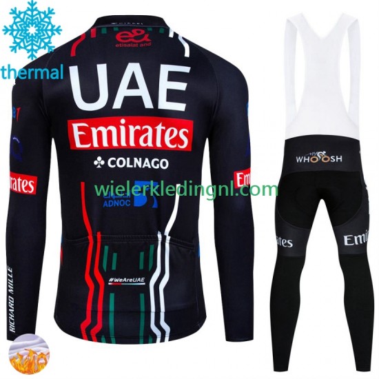 Wielershirt Lange Mouw en Lange Koersbroek Winter Uae Emirates 2024 Heren N001