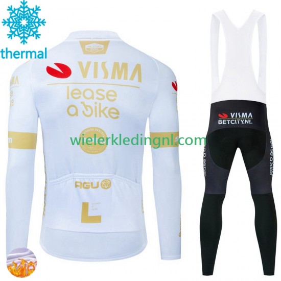 Wielershirt Lange Mouw en Lange Koersbroek Winter Visma Lease A Bike 2024 Heren N002