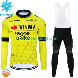 Wielershirt Lange Mouw en Lange Koersbroek Winter Visma Lease A Bike 2024 Heren