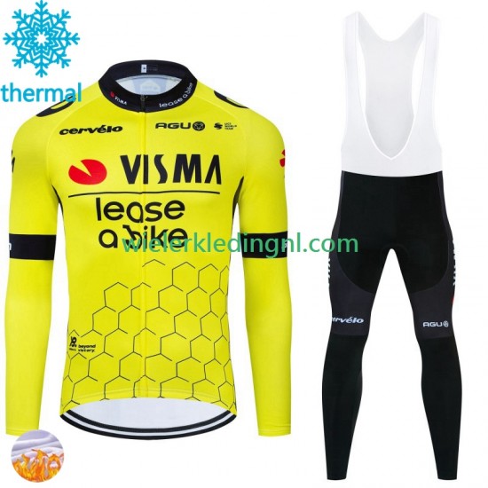 Wielershirt Lange Mouw en Lange Koersbroek Winter Visma Lease A Bike 2024 Heren