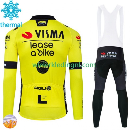 Wielershirt Lange Mouw en Lange Koersbroek Winter Visma Lease A Bike 2024 Heren