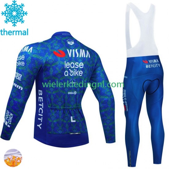 Wielershirt Lange Mouw en Lange Koersbroek Winter Visma Lease A Bike Tdf 2024 Blanc Heren