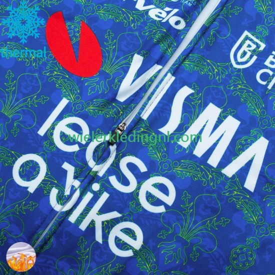 Wielershirt Lange Mouw en Lange Koersbroek Winter Visma Lease A Bike Tdf 2024 Blanc Heren