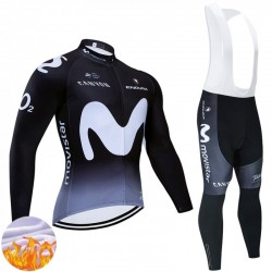 Wielershirt Lange Mouw en Lange Koersbroek Winter Movistar Team 2025 Heren