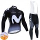 Wielershirt Lange Mouw en Lange Koersbroek Winter Movistar Team 2025 Heren