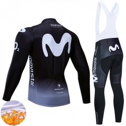 Wielershirt Lange Mouw en Lange Koersbroek Winter Movistar Team 2025 Heren