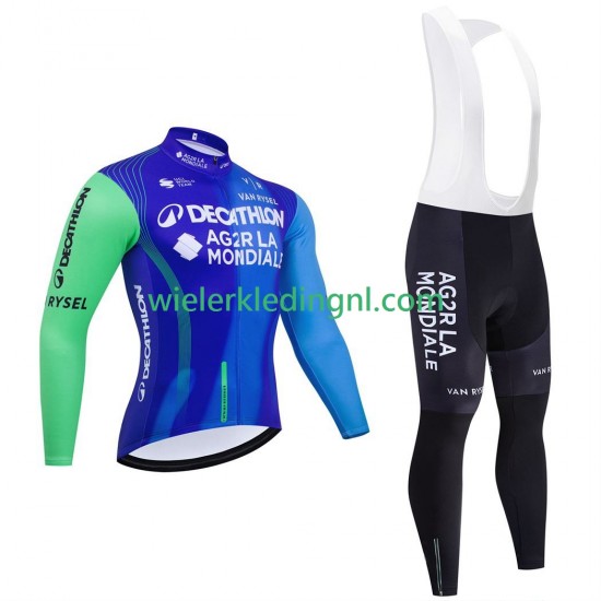 Wielershirt Lange Mouw en Lange Koersbroek pro decathlon ag2r 2025 Heren