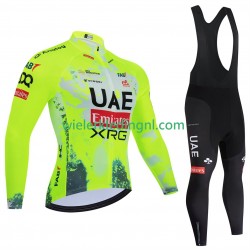 Wielershirt Lange Mouw en Lange Koersbroek pro uae team emirates xrg tdf editon race fluo 2025 Heren