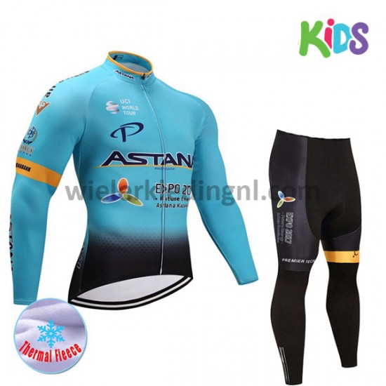 Wielershirt Lange Mouw en Fietsbroek Lang 2017 Astana Pro Team Kind Winter M001 Wielershirt Lange Mouw en Fietsbroek Lang 2017 Astana Pro Team Kind Winter M001