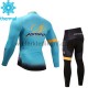 Wielershirt Lange Mouw en Fietsbroek Lang 2017 Astana Pro Team Kind Winter M001