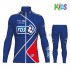 Wielershirt Lange Mouw en Fietsbroek Lang 2017 FDJ Kind M002