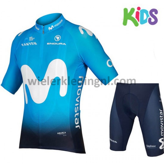 Wielershirt en Kort Fietsbroek 2018 Movistar Team Kind M001