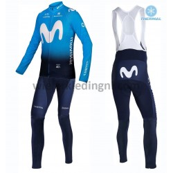 Wielershirt Lange Mouw en Lange Koersbroek 2019 Movistar Team Winter M001