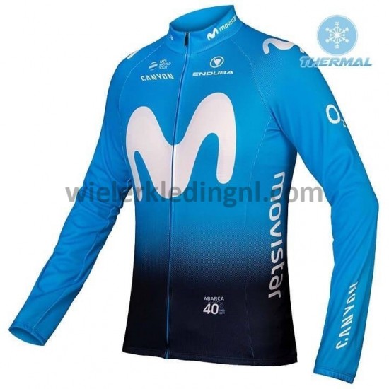 Wielershirt Lange Mouw en Lange Koersbroek 2019 Movistar Team Winter M001