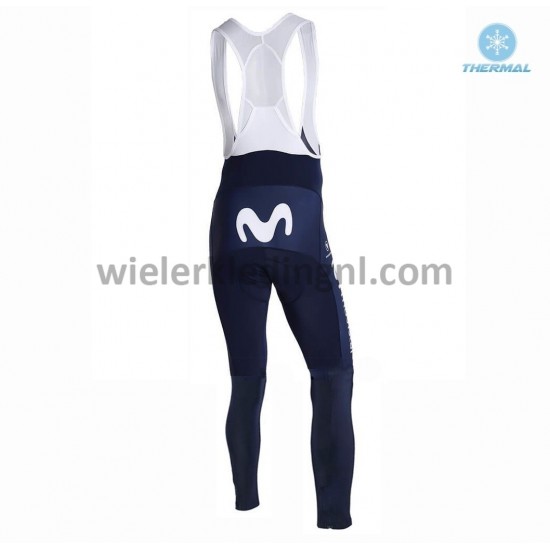 Wielershirt Lange Mouw en Lange Koersbroek 2019 Movistar Team Winter M001