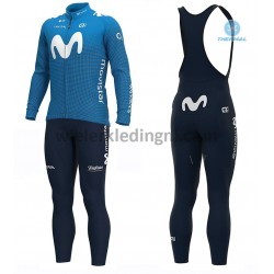 Wielershirt Lange Mouw en Lange Koersbroek 2020 Movistar Team Winter M001