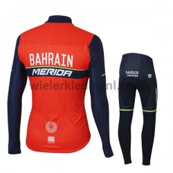 Wielershirt Lange Mouw en Fietsbroek Lang 2017 Bahrain Merida Kind M001