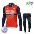 Wielershirt Lange Mouw en Fietsbroek Lang 2017 Bahrain Merida Kind Winter M001