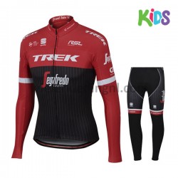 Wielershirt Lange Mouw en Fietsbroek Lang 2017 Trek-Segafredo Kind M001