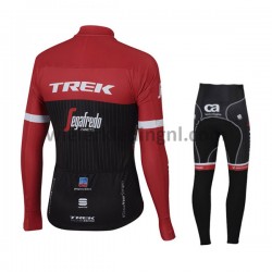 Wielershirt Lange Mouw en Fietsbroek Lang 2017 Trek-Segafredo Kind M001