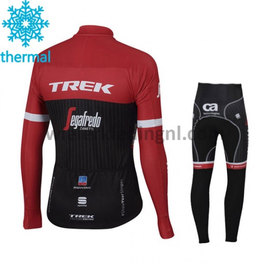 Wielershirt Lange Mouw en Fietsbroek Lang 2017 Trek-Segafredo Kind Winter M001